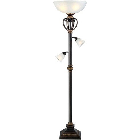Franklin Iron Works Traditional, Antique Glass Torchiere Floor Lamp Shades