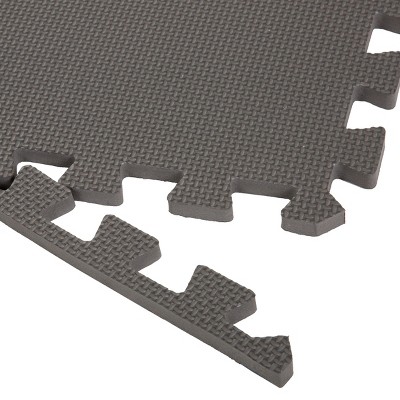 Gray Interlocking EVA Foam Floor Mat Tiles, 24" x 24", 6 Count