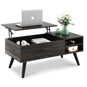 Lift Top Coffee Table for Living Room, Small Coffee Table with Storage,Hidden Compartment and Adjustable Shelf, Mid Century Modern,  Wood, Cherry - 1 of 4