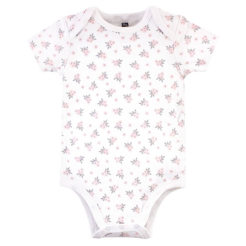 Hudson Baby Infant Girl Cotton Bodysuits 3pk, Pink Elephant, 4 of 6
