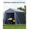 Storage Shed, Portable Carport 7x12FT - Outdoor with Roll-up Zipper Door, Windows, Waterproof Tarp for Motorcycle, Bike, Garden Tools - 3 of 4