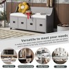 Multifunctional Wooden Shoe Organizer Bench，Removable Cushion, with 4 Storage Drawers and Backrest - 4 of 4