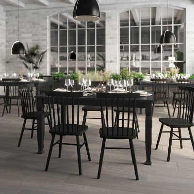 Grace 60" Black Solid Wood Dining Table with Turned Legs