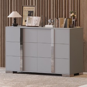 Sapphtopaz Modern 6 Drawer Dresser for Bedroom, Mirrored Dresser with Metal Handles, Elegant Storage Cabinet for Bedroom, Entryway - 1 of 4