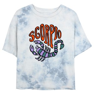Junior's Women Lost Gods Zodiac Scorpio Art Symbol Crop T-Shirt - 1 of 4