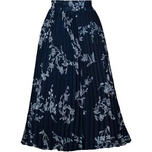 Women's High Waist Pleated A-Line Midi Skirt - Swing Flare Design - 1 of 4