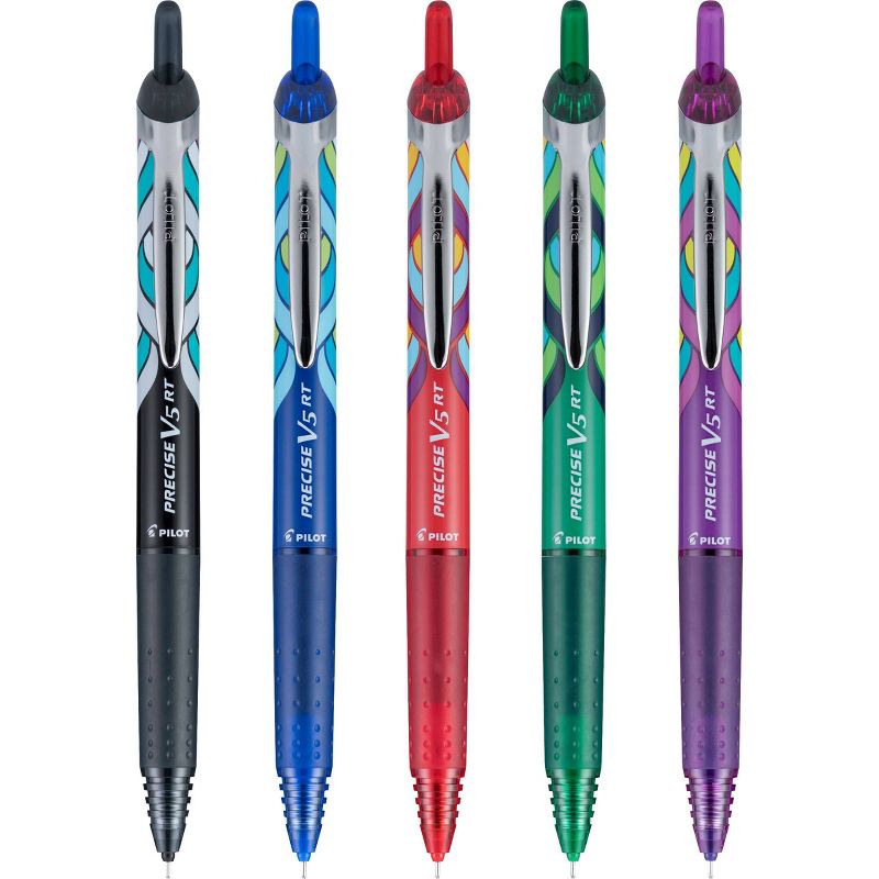 Pilot 5ct Precise V5 Art Deco Collection Rolling Ball Pens Extra Fine Point 0.5mm Assorted Inks, 3 of 5