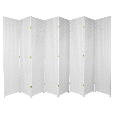 7 ft. Tall Woven Fiber Room Divider - White (8 Panel)