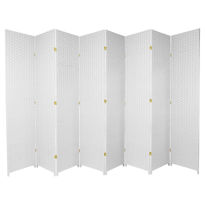 7 ft. Tall Woven Fiber Room Divider - White (8 Panel), 1 of 6