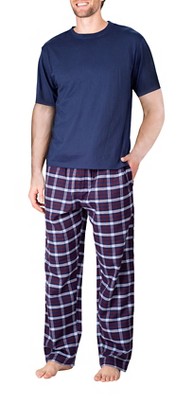 Sleephero Men's Short Sleeve Flannel Pajama Set Sailor Navy And ...