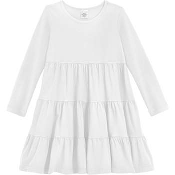 City Threads USA-Made Girls Soft Cotton Jersey Long Sleeve Tiered Dress