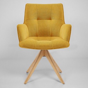 Art Leon Fabric Swivel Accent Office Chairs with Oak Wood Legs - 1 of 4
