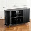 Fluted Wine Bar Cabinet with Storage Wine Rack Glass Holder Buffet Sideboard LED Lights Mid Century Modern - 3 of 4