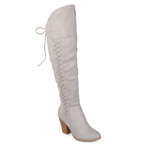 Grey suede wide calf hot sale boots