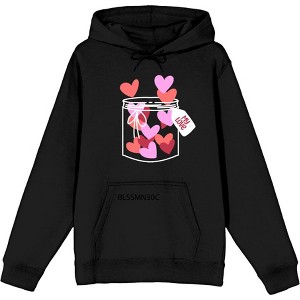 V Day Jar Of Hearts Adult Long Sleeve Hoodie - 1 of 2
