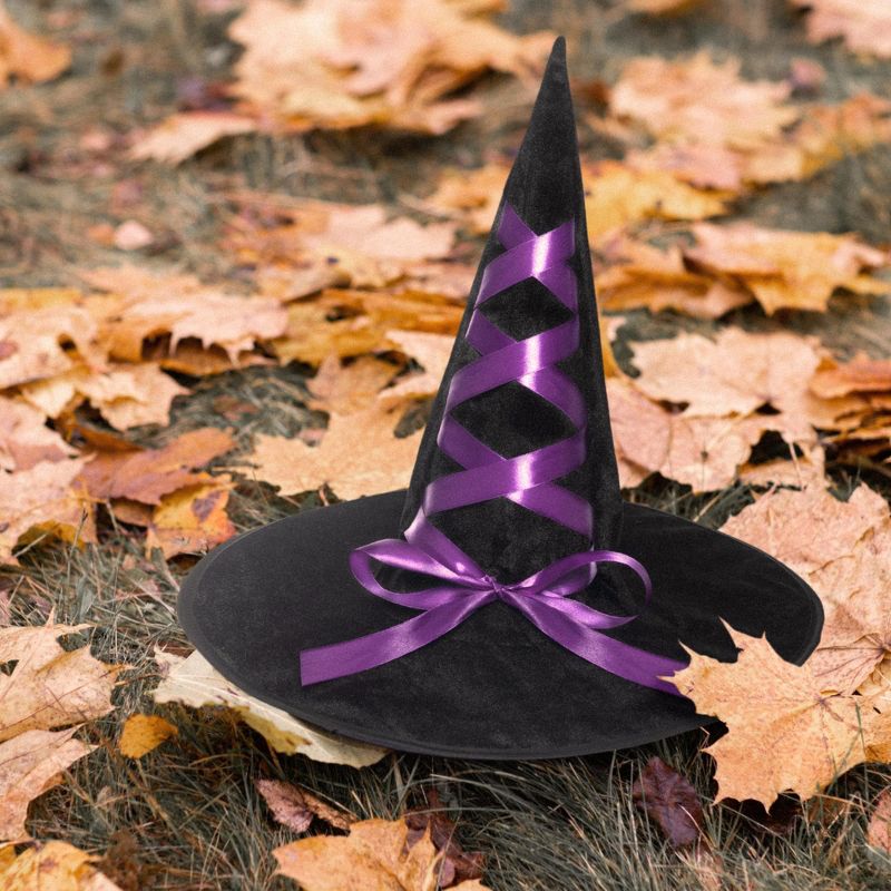 Underwraps Costumes Witch Hat with Ribbon Adult Costume Accessory | Purple, 3 of 5