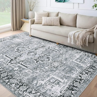 Vintage Medallion Throw Rug - Non-Slip, Machine Washable Area Rug for Living Room, Bedroom, Kitchen,Gift for Home Decor