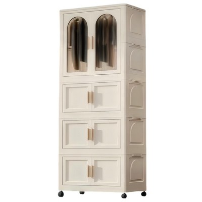 Chery Life Side Wide Folding Wardrobe with Magnetic Door & Wheels