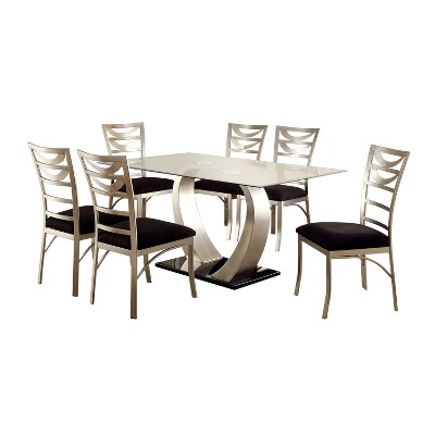 7pc Langton Dining Set w/Ladder Back Chairs Silver/Black - HOMES: Inside + Out