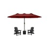 Syemin Patio Seating 3 Piece Set with Adirondack Lounge Chair Black Frog Chair 2 Piece Plus Double Ended Parasol - 3 of 4