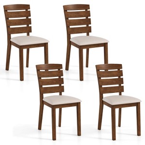 Costway Dining Chair Set of 2/4 Upholstered Kitchen Chair with Slatted High Backrest - 1 of 4