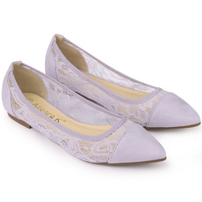 Allegra K Women's Closed Pointed Toe Slip-On Mesh Ballet Flats