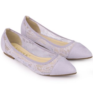Allegra K Women's Closed Pointed Toe Slip-On Mesh Ballet Flats - 1 of 4