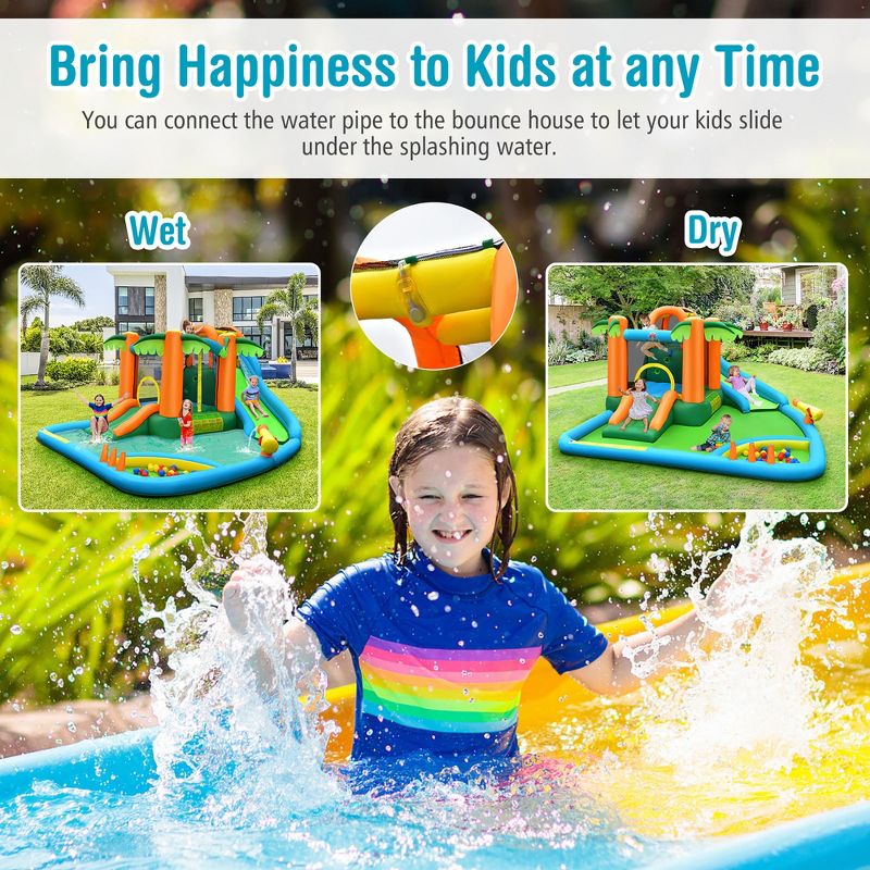 Costway Inflatable Water Slide Park Kid Bounce House Splash Pool with 780W Blower, 3 of 11