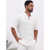 INSPIRE CHIC Men's Texture Short Sleeve Button Down Solid Casual Knitted Shirt - 4 of 4