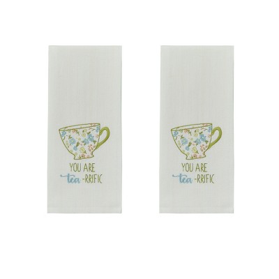 Park Designs You Are Tea-Rrific Embroidered Dishtowel Set of 2
