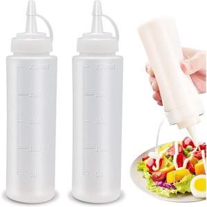 Condiment Squeeze Bottles, 2-Pack 8 oz Food Grade Plastic Bottles with Caps - 1 of 4