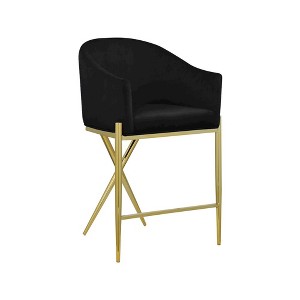 Meridian Furniture,Xavier Black Velvet Counter Stool - 1 of 4