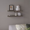 SEVOBAL Utility Storage Shelves Bookshelf Set of 2 Wide Floating Shelves, Modern Wall-Mounted Storage for Living Room, Brown, 32"*11"*4" - 2 of 4