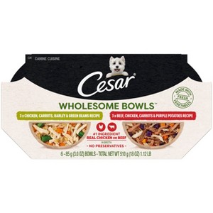 Cesar Wholesome Bowls Variety Pack Small Breed Wet Dog Food - 3oz/6ct - 1 of 4