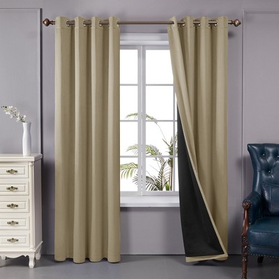 Deconovo 100 Percent Blackout Double Layers Lined Curtain (2 Panel)