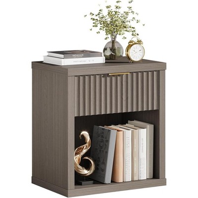Gericco 15" Fluted Night Stand: Modern Minimalist Large Nightstands with Drawer Storage, Mid Century Wood Bedside Table End Table