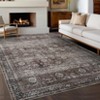Machine Washable Living Room Rugs 8x10 Large Vintage Flower Printed Accent Carpet with Non-Slip Backing, Stain-Resistant Low Pile Floor Mat - 2 of 4