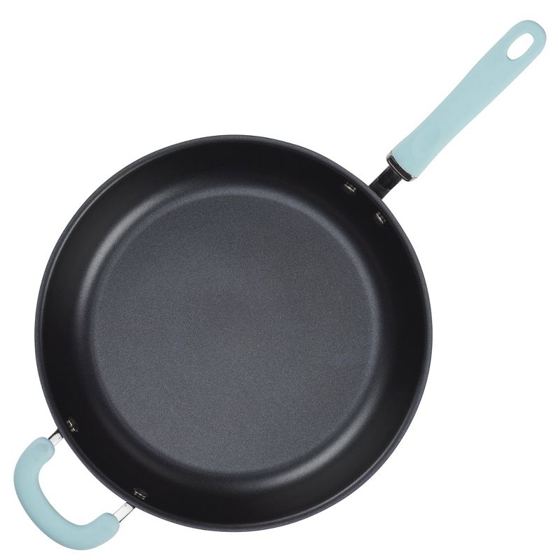 Rachael Ray Create Delicious 12.5" Hard-Anodized Aluminum Nonstick Deep Skillet Light Blue Handle, 3 of 6