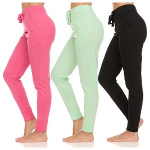 Womens Running Workout Fleece Joggers Sweatpants with Pockets and Elastic Cuff, Pack of 3 Up to XXL - 1 of 4