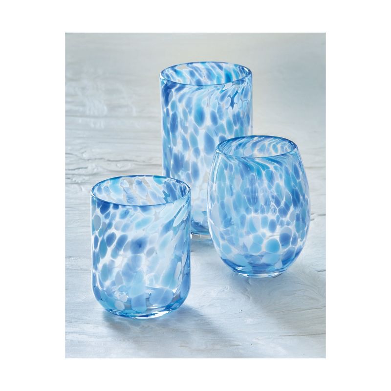 tagltd Confetti Tumbler Light Blue Glass Colored Drinkware With Confetti Design, 3 of 4