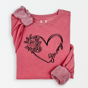 Simply Sage Market Grammy Heart Outline Lightweight Garment Dyed Sweatshirt - 1 of 4