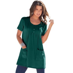 Roaman's Women's Plus Size Two Pocket Soft Knit Tunic - 1 of 4