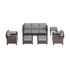 Sonkuki 6 Pieces Patio Sofa & Ottomans & Chair & Coffee Table Set, Conversation Couch with Sand Cushion - 2 of 4