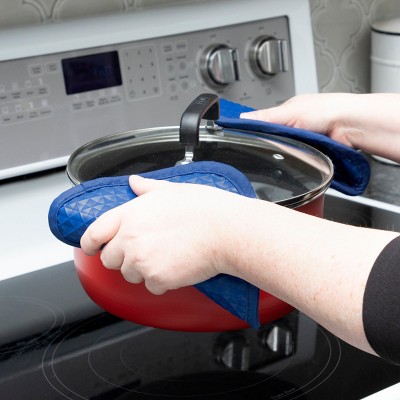 Blue Silicone 4-Piece Oven Mitt and Pot Holder Set