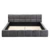 KWPZQEB Queen/King Size Chenille Bed Frame with Upholstered Headboard, Bedroom Soft Bed with Checkerboard Design & Wooden Slats Support, Easy Assembly - 4 of 4