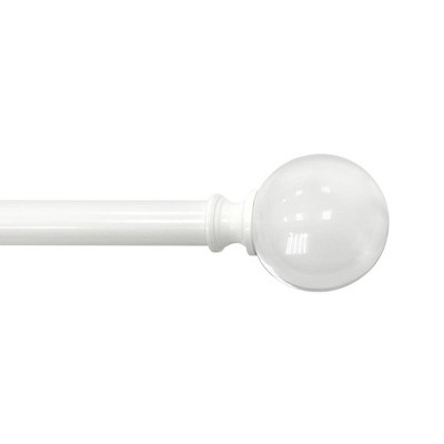 Rococo Ceramic Finial Extendable Double Curtain Rod White 19MM