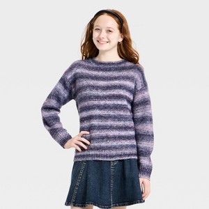Girls' Striped Pullover Sweater - art class™ - 1 of 3