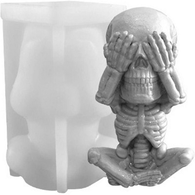 JDICTION 3D Skull Silicone Candle Mold (Not Look) - Skeleton Epoxy Resin/Cast Soap/Chocolate/Candy/Cake/Plaster Clay Mould