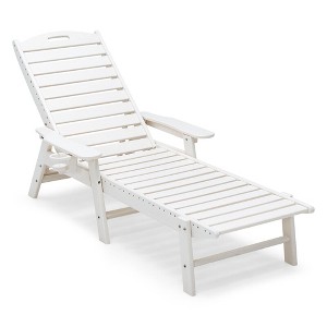 Tangkula Patio Chaise Lounge HDPE Reclining Chair w/ 5-Position Adjustable Backrest & Cup Holder - 1 of 4