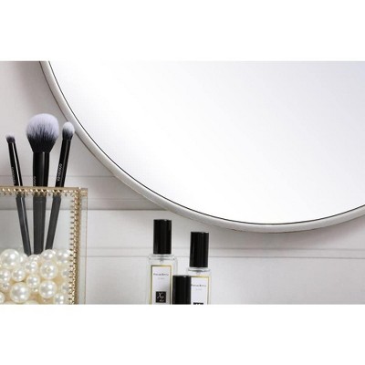 Contemporary 18" Round Silver Wood Wall Mirror